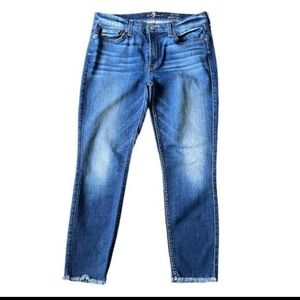 7 For All Mankind Women’s ‘The Ankle’ Skinny Jeans Raw Hem Size 29